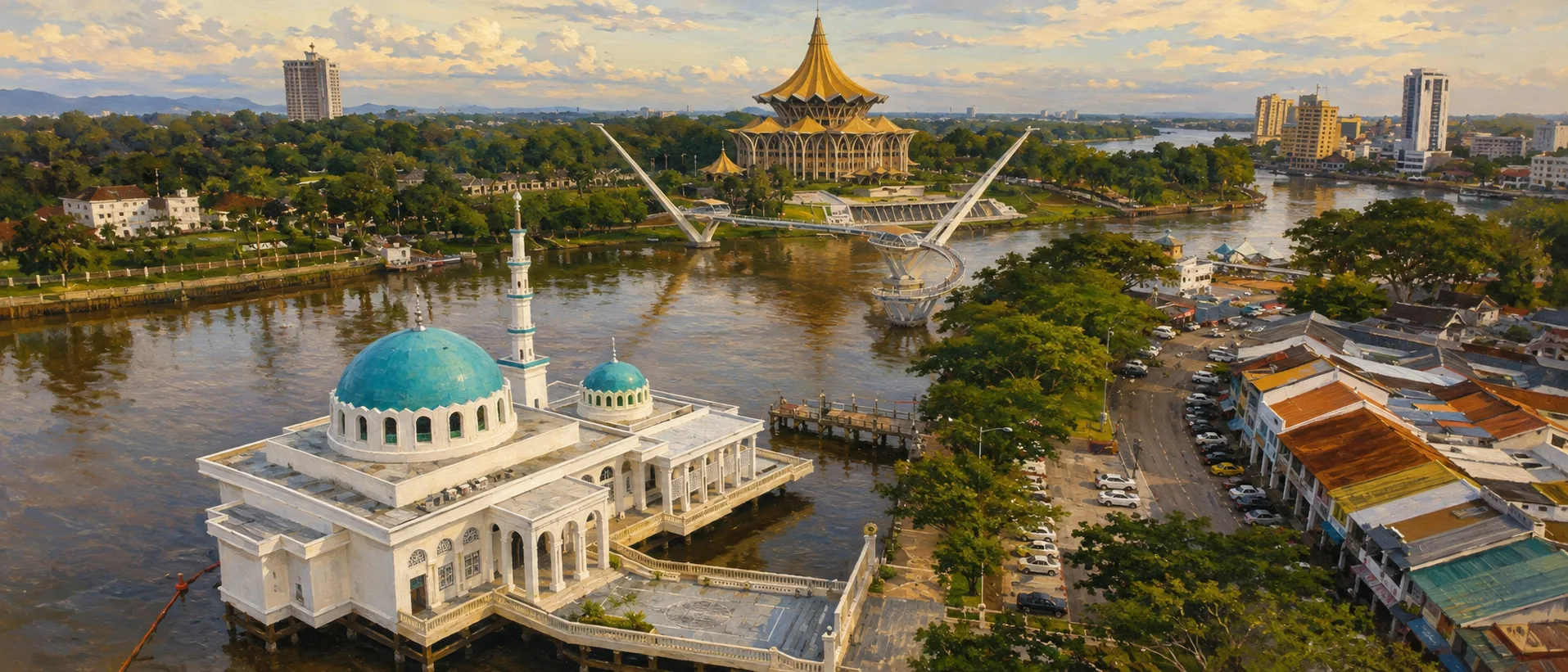 Kuching city and the Sarawak River