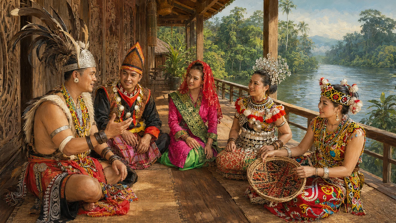 Borneo communities sharing stories and culture beside the river