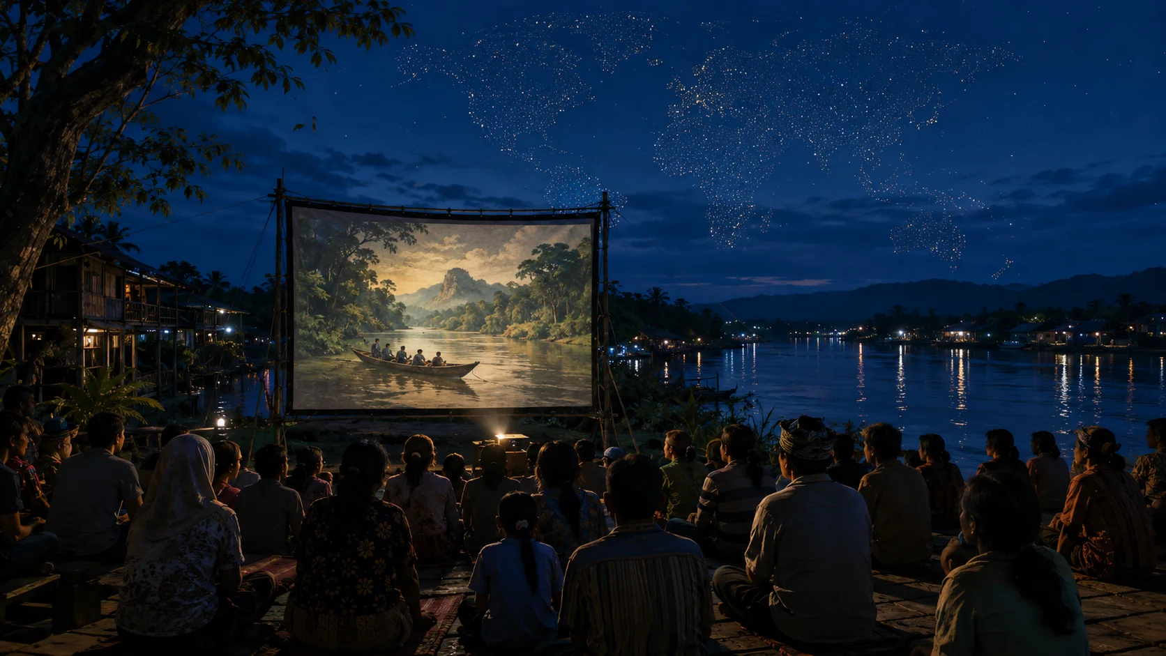 A Borneo story screened for a community beneath a world-spanning sky